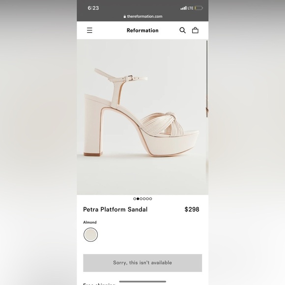 Reformation Petra Platform Sandal Heels Almond Size 8 - Picture 9 of 9